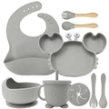 High Quality Supplies Dinnerware Silicone Baby Feeding Set Kids Dining Cup Bib Spoon Weaning Children Placemat Baby Bowl Plate