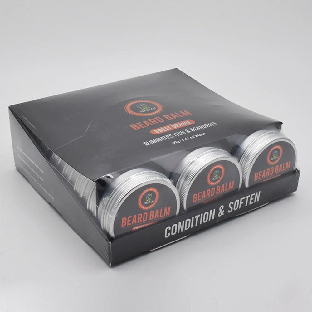 Wholesale Beard Balm Set Sandal Wood Natural Ingredient Organic Beard Oil and Balm Gift Box Packaging