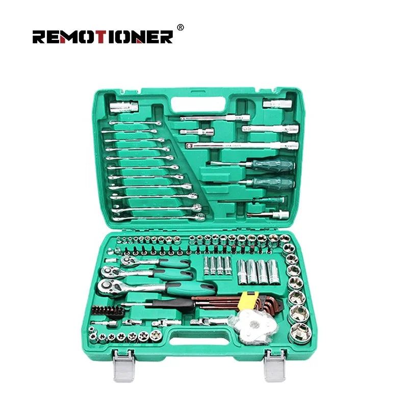 Repair Tools Set 121pcs Combination Hand Tool Kit 1/4" & 3/8" &1/2" Socket Wrench Set With Case