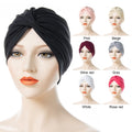 Stretch Turbans Head Beanie Cover Twisted Pleated Headwrap Assorted Colors Hair Cover Beanie Hats for Women Girls
