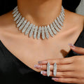 Wholesale Bridal Set Women's Jewelry Full Diamond Necklace & Earrings Two-Piece Wedding Costume Accessories