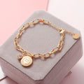 HOVANCI Hip Hop Punk Cuban Bracelet Gold Plated Letter Brand Pendant Stainless Steel 11 Cuban Chain Adjustable Bracelet
