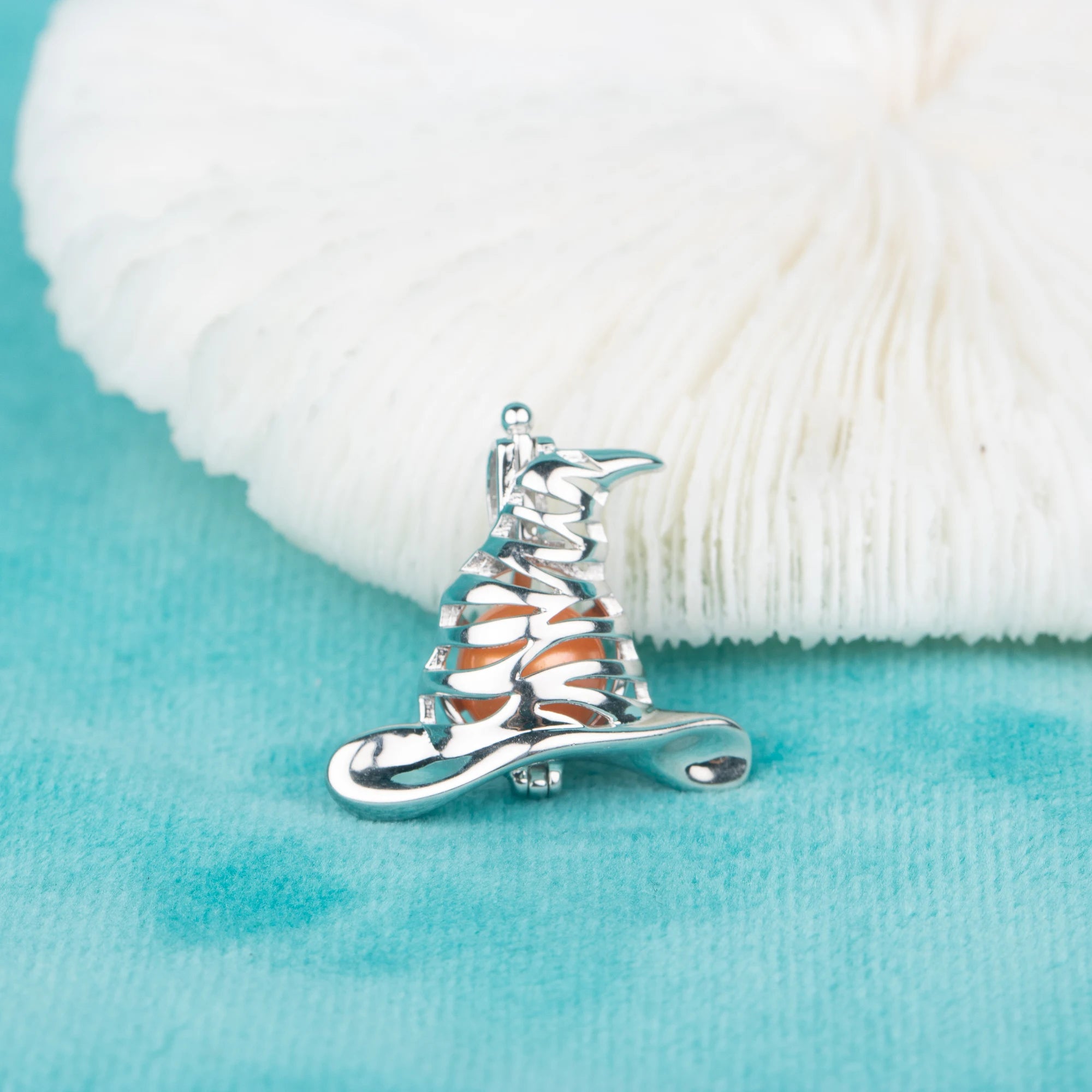 C030059 Sterling Silver Magic Hat Shape Freshwater Pearl Cage Pendant Necklace Jewelry Locket for Pearl Party