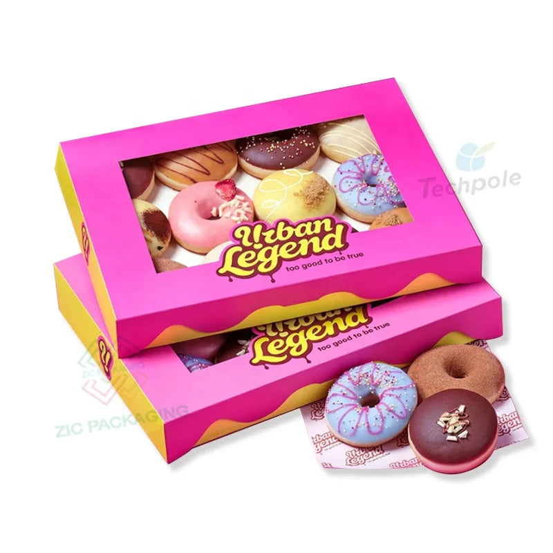Custom Logo Eco Friendly Paper Cardboard Gift Cake Cookie Packaging Box With Clear Pvc Window
