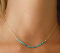 Zooying Gold Filled Seed Bead Turquoise Dainty Gemstone Choker Necklace for Women