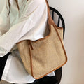 Large Capacity Eco-Friendly Handbags Striped Popular Custom Fashionable Beach Handbags Reusable Straw Material Two Practical