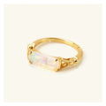Opal and Diamond Ring with 925 Sterling Silver 14K Gold Plated for Wedding Engagement Anniversary or Gift for Party