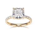 Messi Gems MSR-1639 18k Gold Wedding Engagement Women's Diamond Rings 3.4ct Cushion Cut Lab Grown Diamond Ring