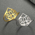 Myshape Lotus Flower Crescent Moon Ring Yoga Meditation Symbol Stainless Steel Wedding Band Vintage Jewelry