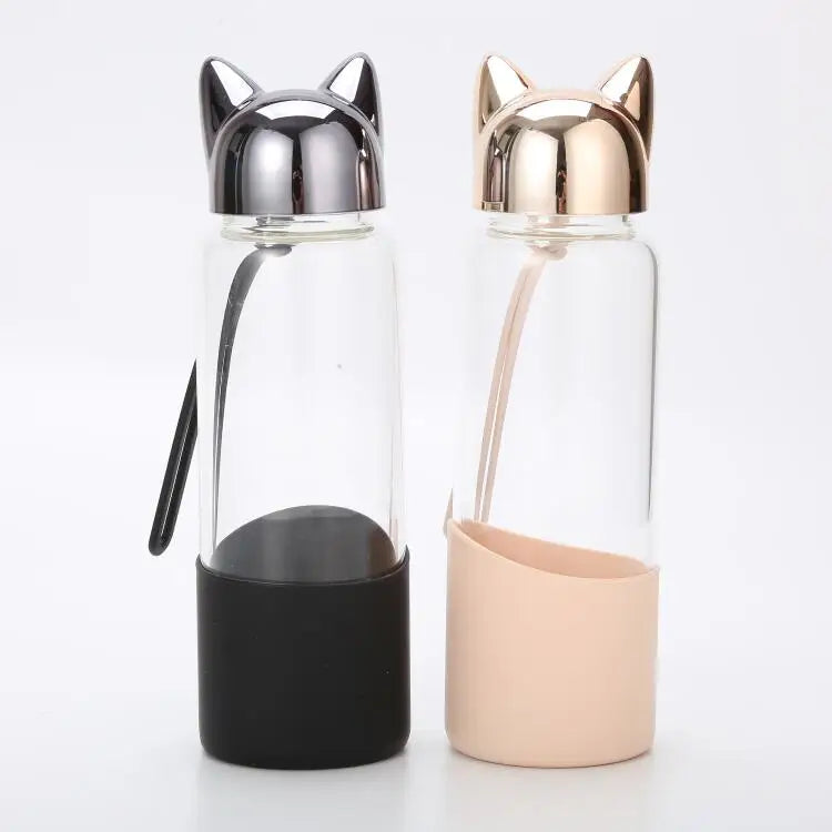 Custom Borosilicate Glass Drinking Bottle fox Shape Glass Water Bottle