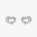 Ailmay Genuine 925 Sterling Silver Charm Heart Clear Zircon Stud Earrings for Women Romantic Wedding Statement Fine Jewelry