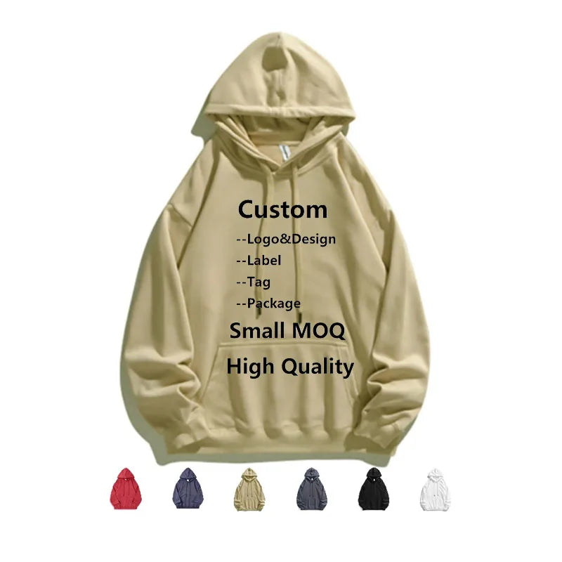 High Quality 350gsm 100% Cotton French Terry Embroidered Pullover Oversized Tie-Dyed Solid Autumn Eco-Friendly Hoodies