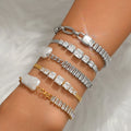 G1819 Zircon Wholesale Bracelets Luxury Jewelry for Women Gold Plated Lock Charm Stainless Steel Chain and Tennis Bracelets