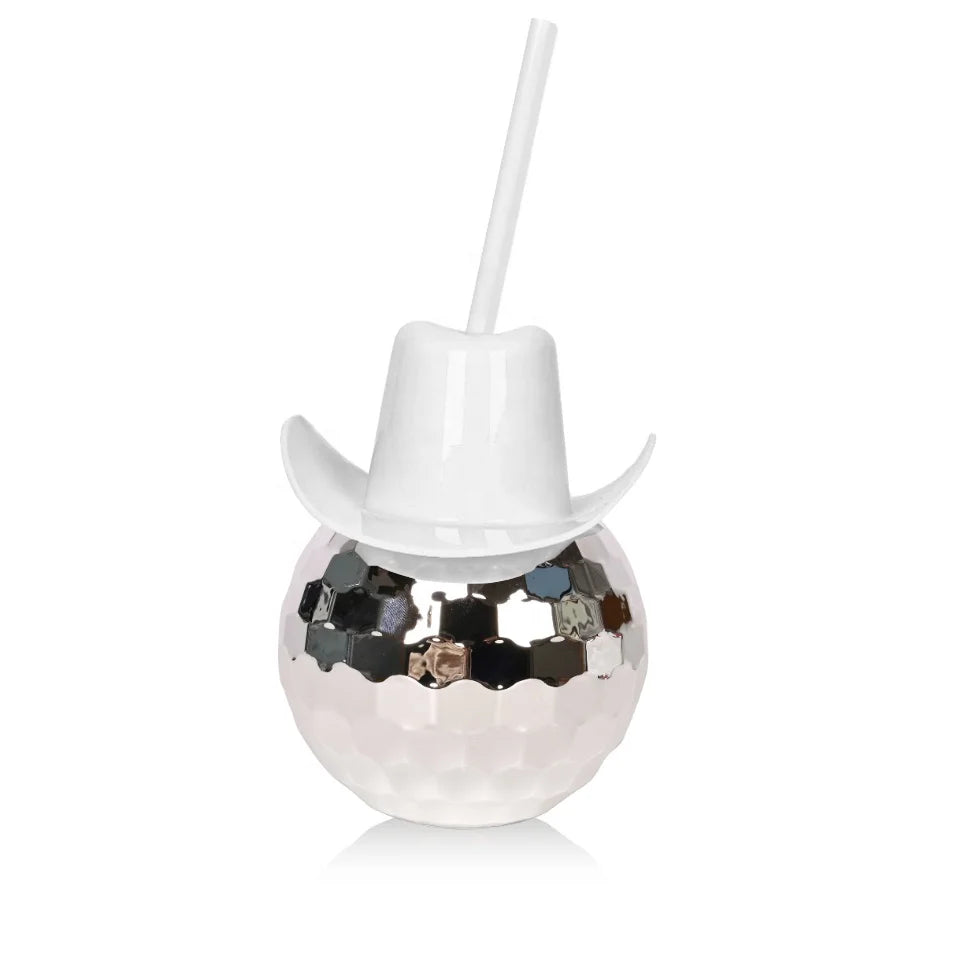 Shining 20 Oz Reusable Plastic Sparkly Glitter Disco Ball Cups Party Silver Disco Ball Cup for Bachelorette Party
