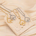 Exquisite Stainless Steel 18k Gold Plated Heart Shaped Inlaid Shell Beads Textured Pendant Earring Necklace Fashion Jewelry Sets