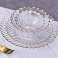 Nordic Style Lace Gold Rim Glass Bowl Set for Home Salad Dessert Bowl Fruit Snack Plate