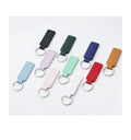 Custom Logo Rectangular Blank PU Leather Key Ring Keychain Keyring DIY Gift