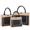 Custom Logo Eco-Friendly Jute Canvas and Burlap Reusable Linen Tote Bags for Beach and Shopping