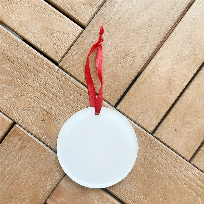 MDFSUB 3 Inch Sublimation Acrylic Pendant Blank Gloss White Ornaments Hanging Christmas Tree Decoration