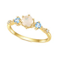 OL0968 Abiding Custom Fine 14K Gold Plated Silver Couple Wedding Jewelry Prong Set Round Cut Milky Rainbow Moonstone Rings