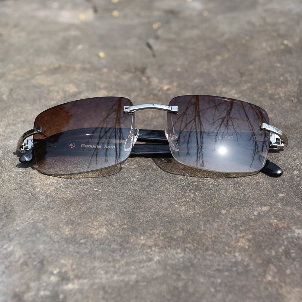 YTSLX40063 Fashion Custom Glasses Design Luxury square Famous Retro Nature Buffalo Horn Uv400 Sunglasses 2023 logo