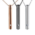 Wholesale Fashion Stainless Steel Cylinder Cremation Ashes Pendant Urn Gold Silver Black Plated Necklace with Zircon Main Stone
