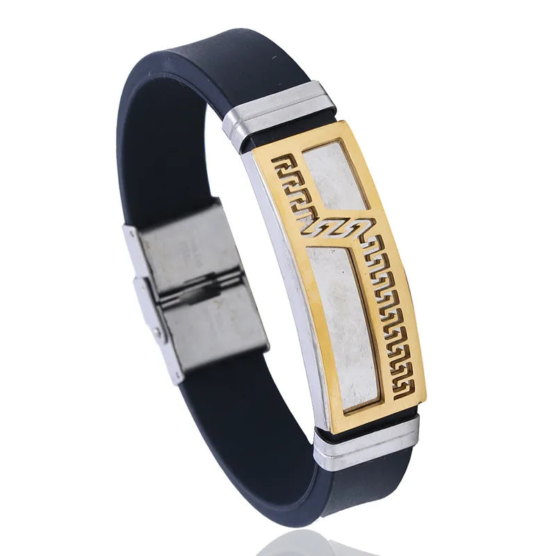 GJB099 Singapore Best Quality Cheap Stainless Steel Rubber Africa Wristband Fashion Jewellery Mens Steel Bangle Bracelet