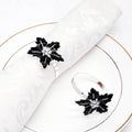 Luxury Enamel Flower Rhinestone Napkin Ring Holder Cute White Black Metal Crystal Wedding Christmas Table Party Kitchen New