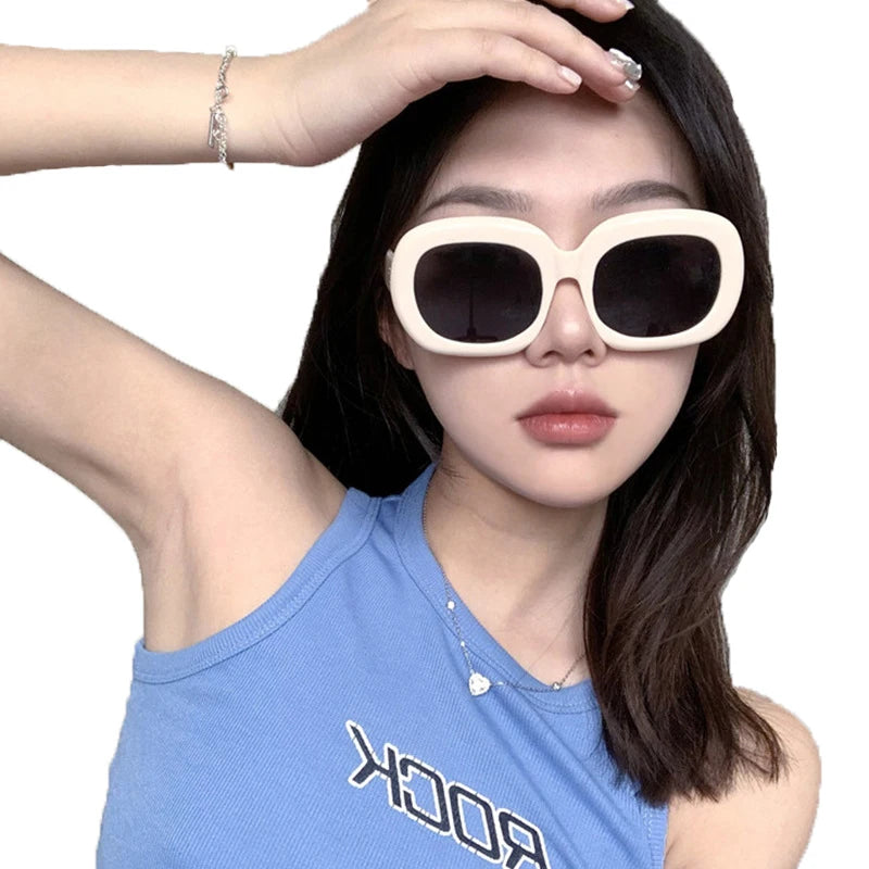 STORY STY3364N Big Frame White Glasses Women Fashion Round Sunglasses Millet Nail Tortoiseshell Orange Sun Glasses