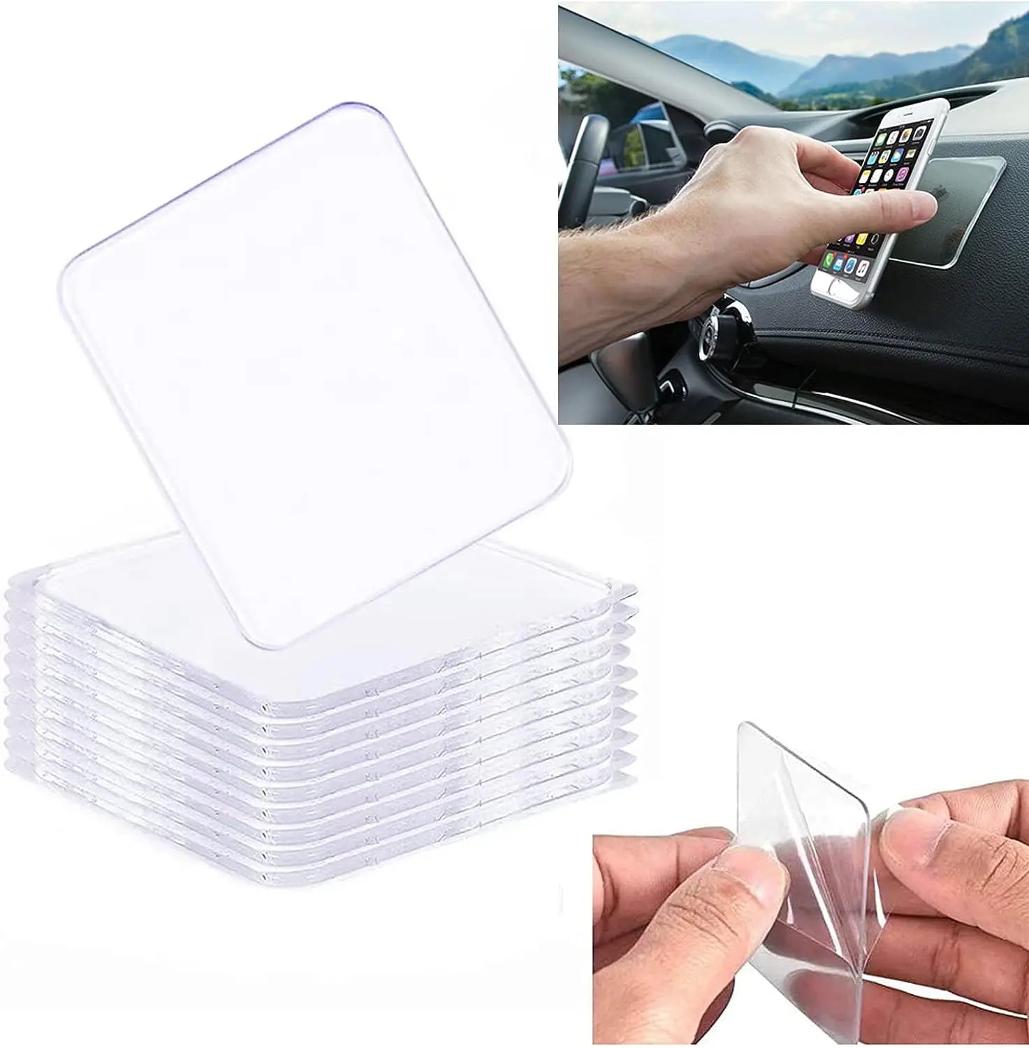 Leris Custom Double Sided Transparent Die Cut Nano PU Gel Pads Logo Anti-Slip Reusable 3mm Thickness for Car/Home/Office Use