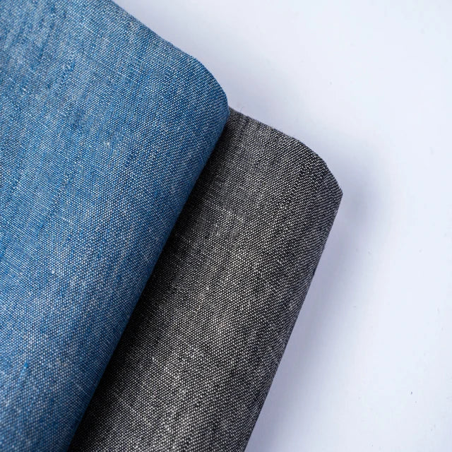 High Quality Anti-static Pure Linen Fabric 178gsm Comfortable 100% Jeans Look Plain Dyed Linen Textile for Shirts Cushions