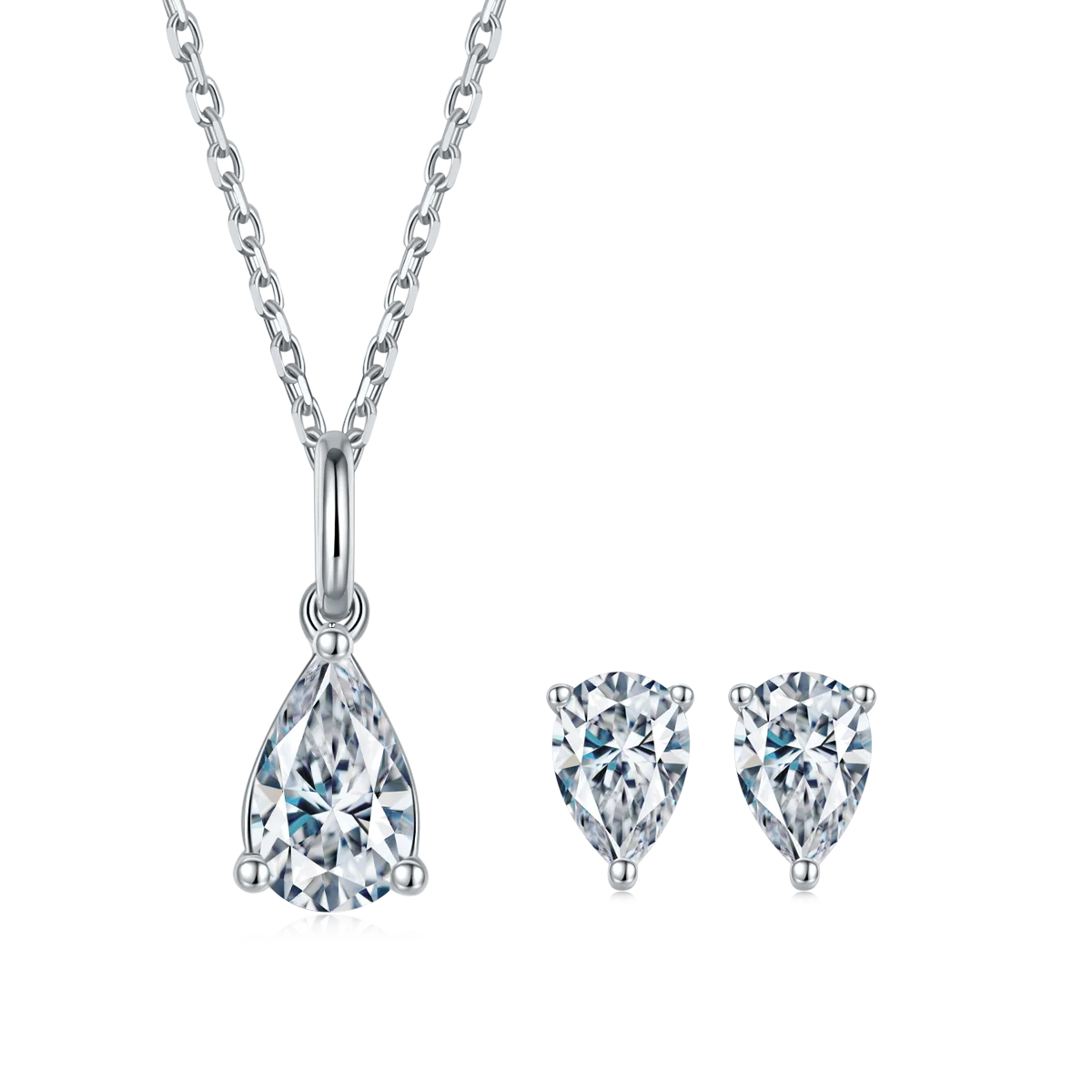 Factory Selling Stud Moissanite Earrings and 14kt Gold Necklace Processed Gra Moissanite Jewelry Sets for Women Jewelry Gift