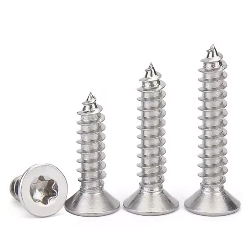 Factory Wholesale Stainless Steel Torx Self Tapping Screws Flat Countersunk Torx Head Anti-Security Wood Screw M5 X 20mm