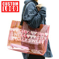 Custom Logo Clear Messenger Crossbody Purse Stadium Approved Waterproof Transparent Pvc Zipper Women Handbag Tote Bag