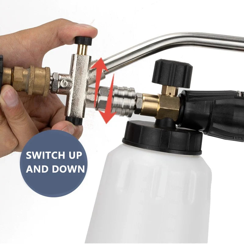 Stainless Steel Pressure Washer Snow Foam Cannon Car Wash Electric Foam Cannon Double Connector Accessories