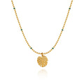 Simple 18K Gold Plated Dainty Bead String Stainless Steel Fern Hollow Leaf Pendant Necklace Tarnish-Free Fashion Beaded Necklace