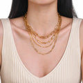 Joolim Jewelry Gold Plated Statement Stackable Paper Pin Link Chain Necklace Stainless Steel Jewelry Wholesale