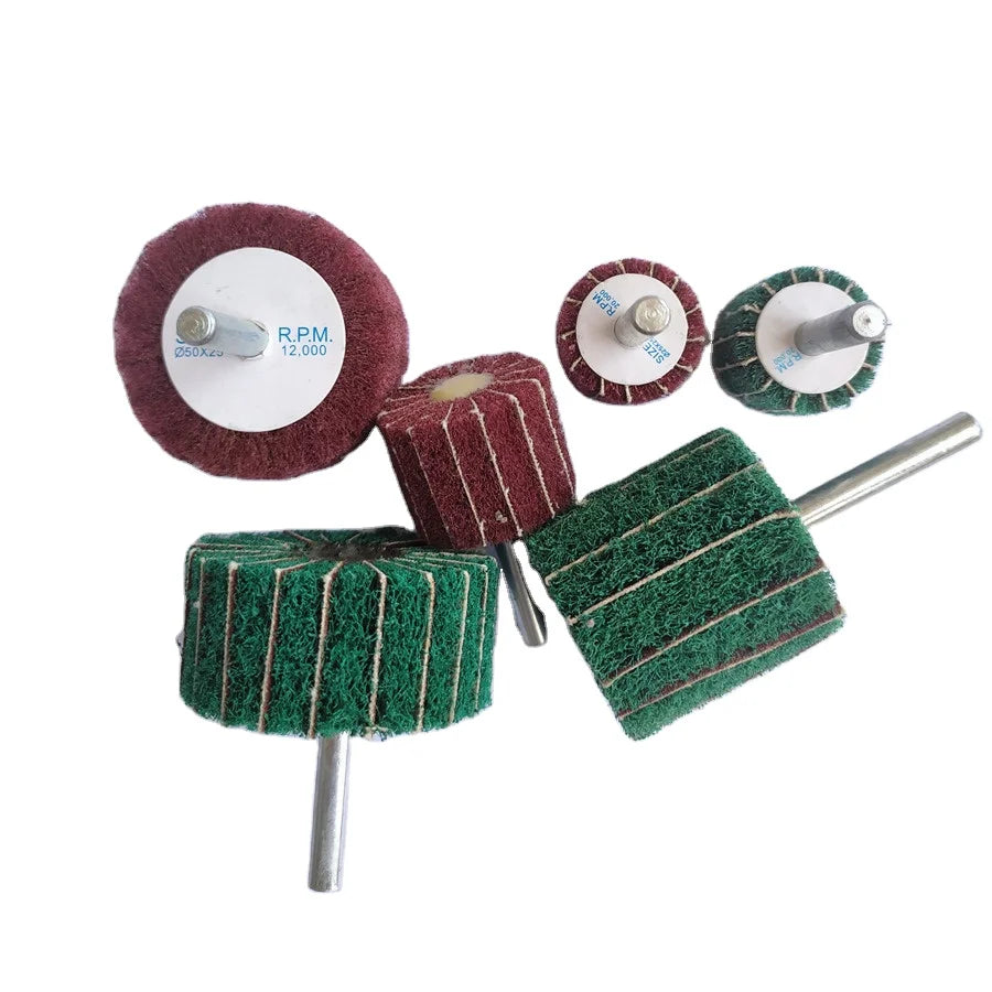 3inch Round Coarse Abrasive 40-400# Polishing Flap Wheels 50x25mm Non Woven Grinding Shaft Flap Wheel