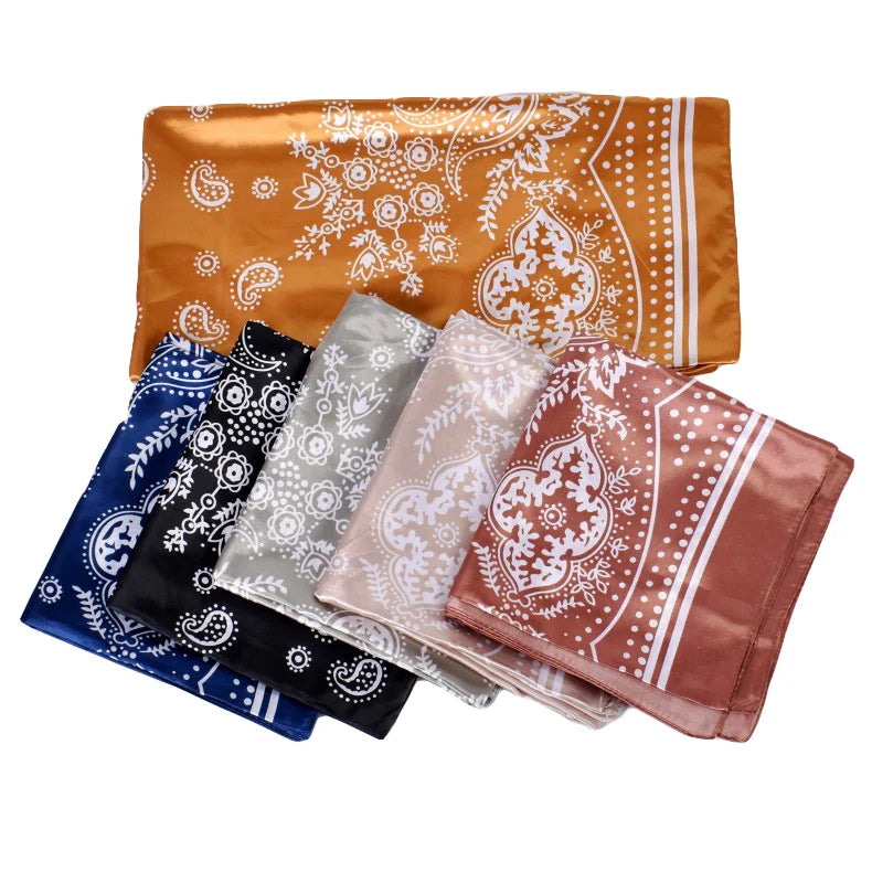 2026 Fashion Autumn and Winter New 90 Satin Small Cashew Flower Large square Scarf Scarf Scarf Spot Can Be Customized
