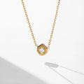 YF2211 Waterproof Jewelry 18K Gold Plated Tarnish Free Geometric Zirconia Pendant Dainty Chain Stainless Steel Necklace