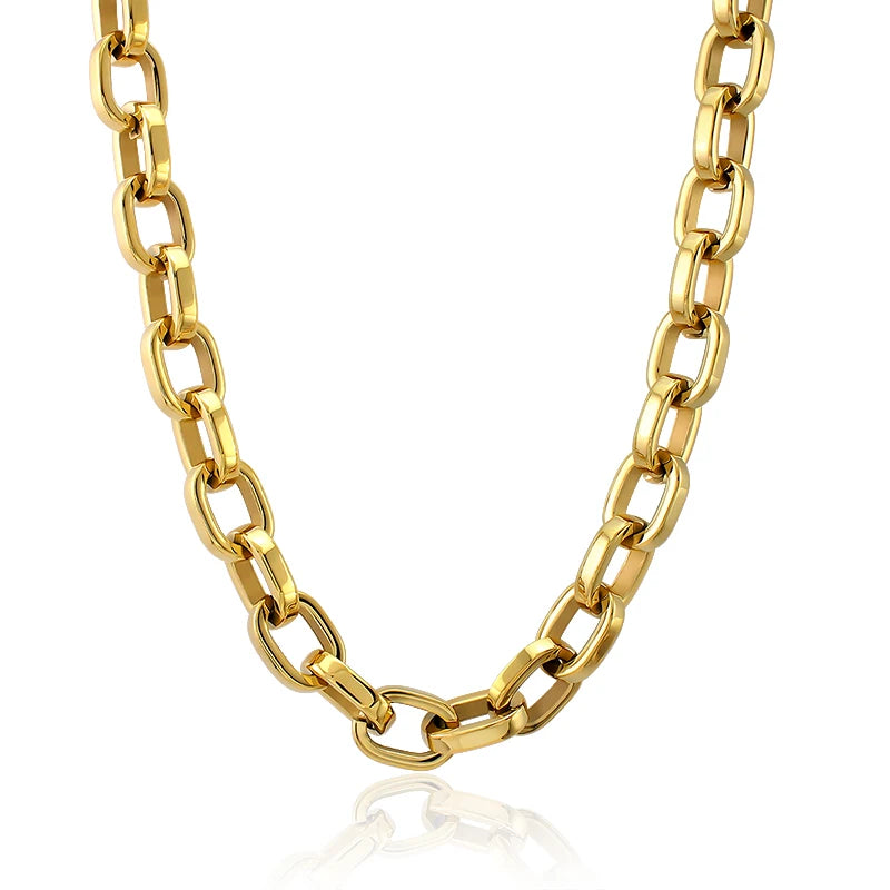 316L Stainless Steel Necklace Chain Thick O Links Luxury Chain Punk Choker Fashion Unisex Chain Set Do Customized Length