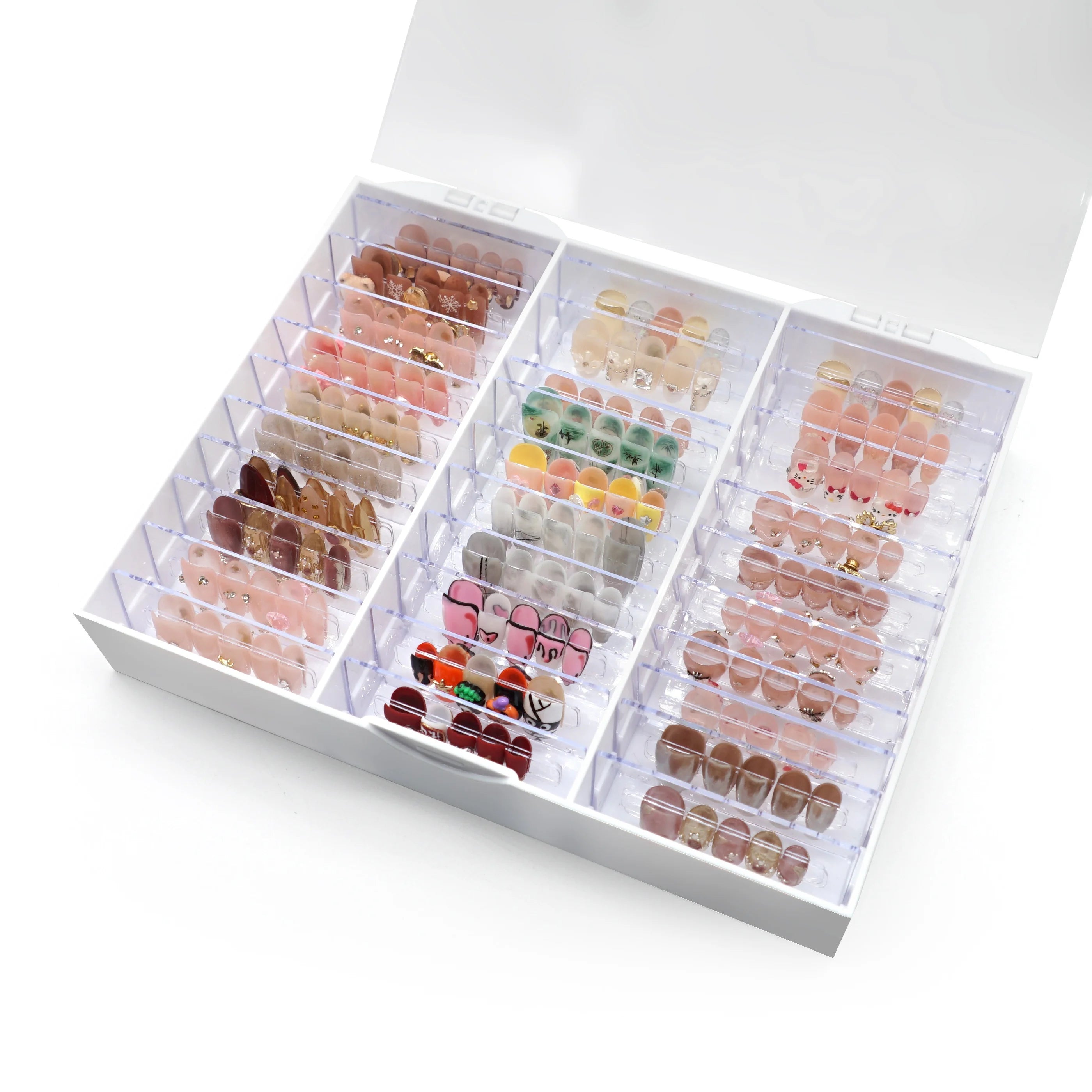 Professional Detachable Storage Display Box for Nail Art Supplies Plastic Displaying Finished Acrylic Nail Gel Templates