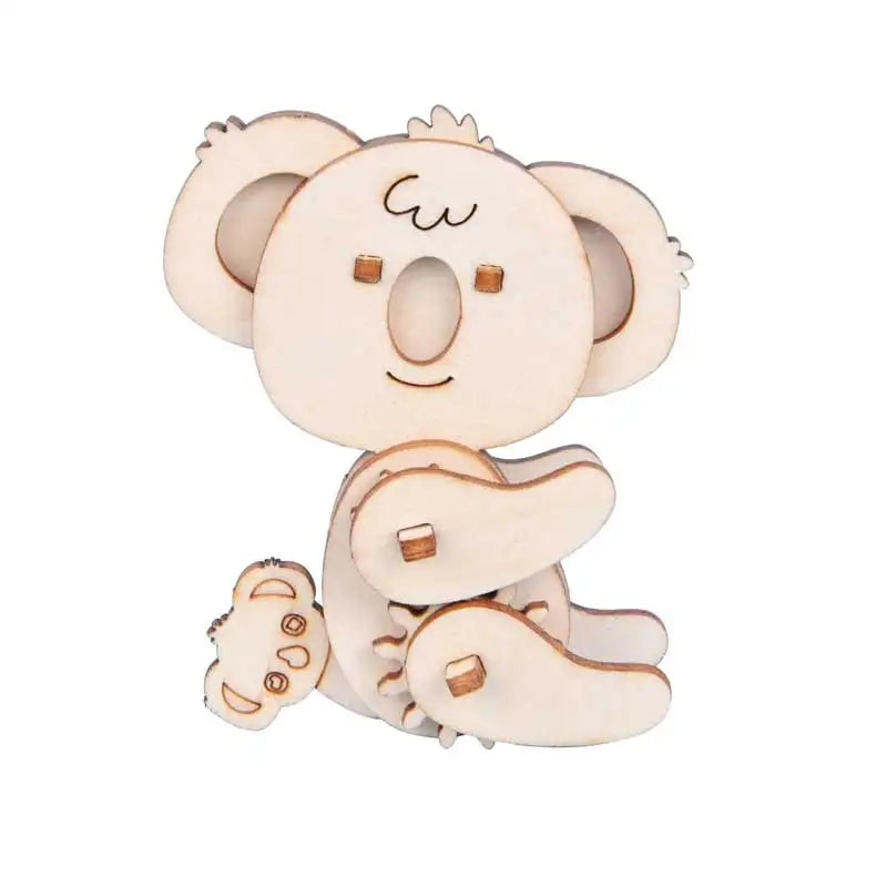 Laser Cut Koala Bunny Shaped 3D Wooden Animal Puzzles for Kids Diy Assemble Crafts Mechanical Gears Model Kit Educational Toys