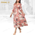 Clothing Factory Wholesale Custom Summer Short Sleeve Fashion High Waist Lace Cuff Women Elegant Printed Beach Casual Dress