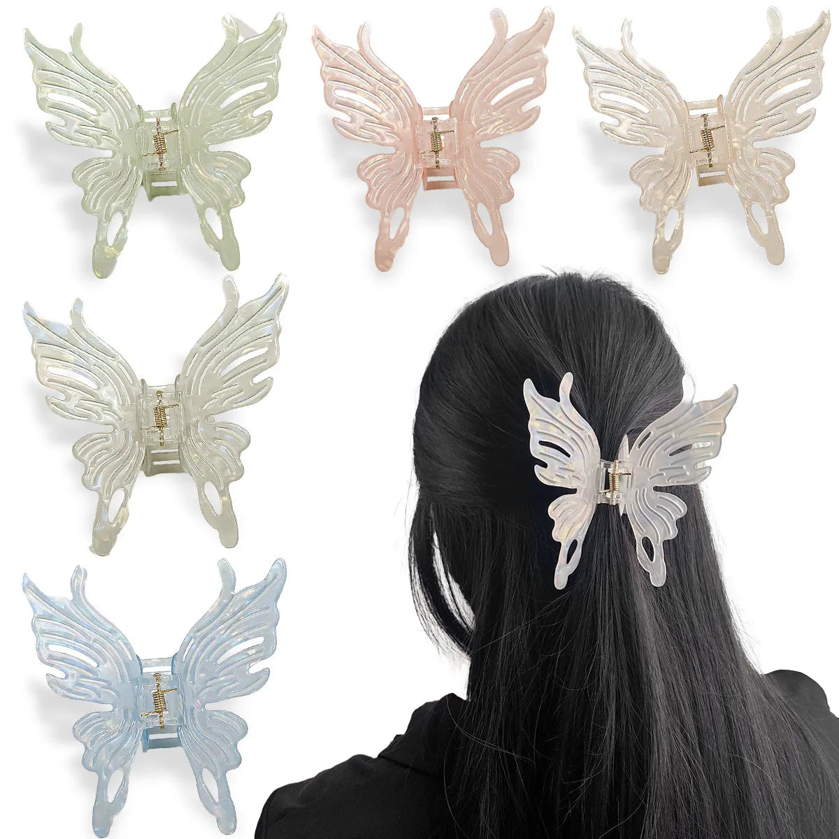 New Butterfly Fashional Lovely Fashion Hair Claw High Quality Acetic Acid Kids Girls Paper Card Packaging KLACOMA 8 Colors China