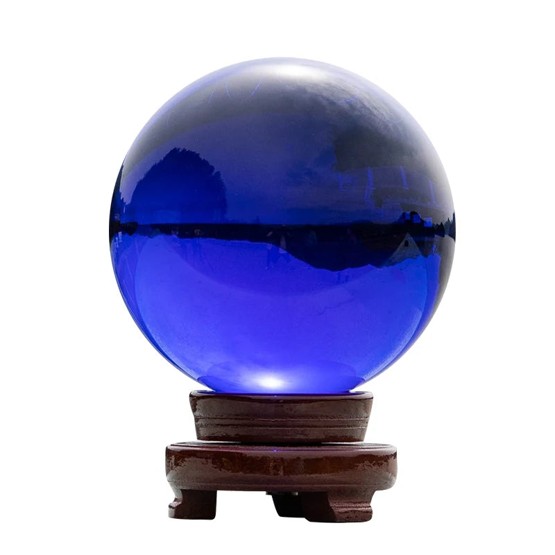 Custom Large Solid Blue Glass Crystal Sphere Ball Gemstone Solid Blue Color Handmade Crystal Crafts