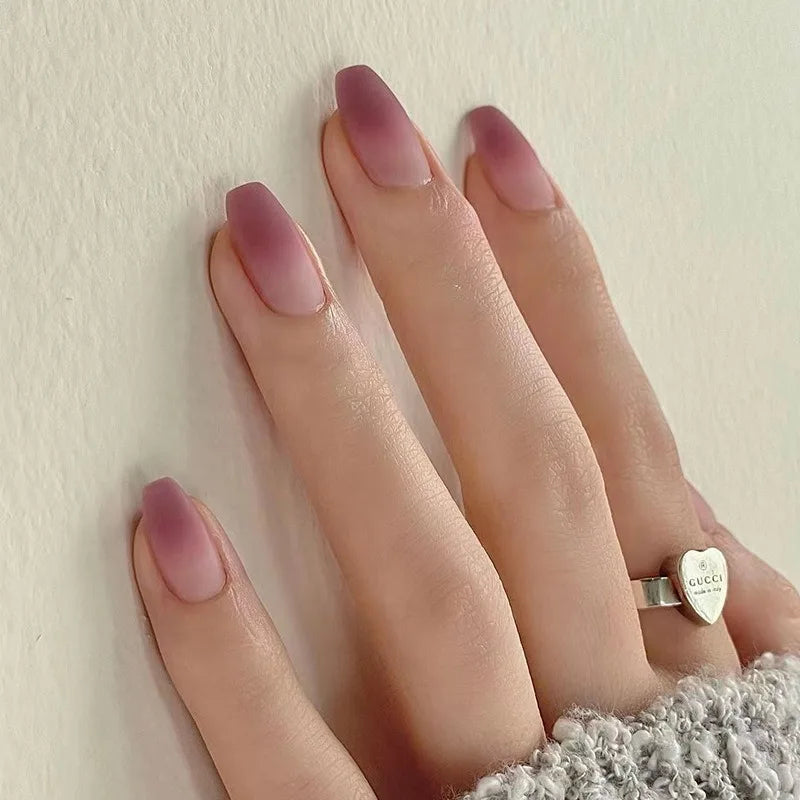 24 Pcs French Style Romantic Art Acrylic Press on Nails Artificial Fingernails Candy False Nails Dating  Party 2117