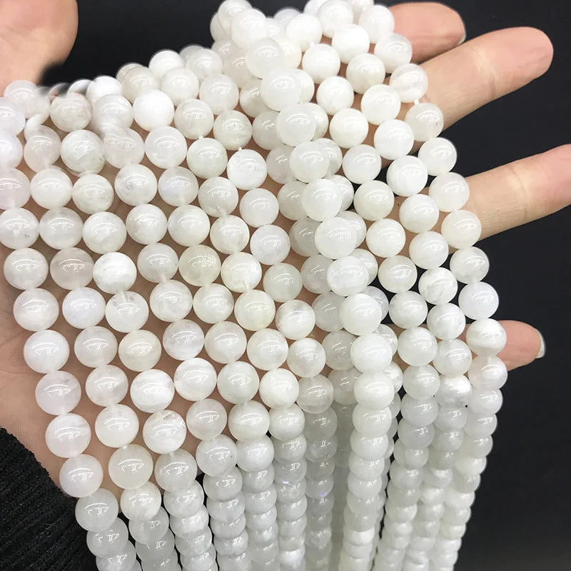 Wholesale 4 6 8 10 mm Healing Natural Moonstone Loose Beads Crystal White Quartz Gemstone for Jewelry Making