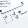 Wall Mounted Stainless Steel 5-Piece Bath Room Fittings Set Includes Towel Bar Bathroom Accessories Hardware for Home Hotel Use