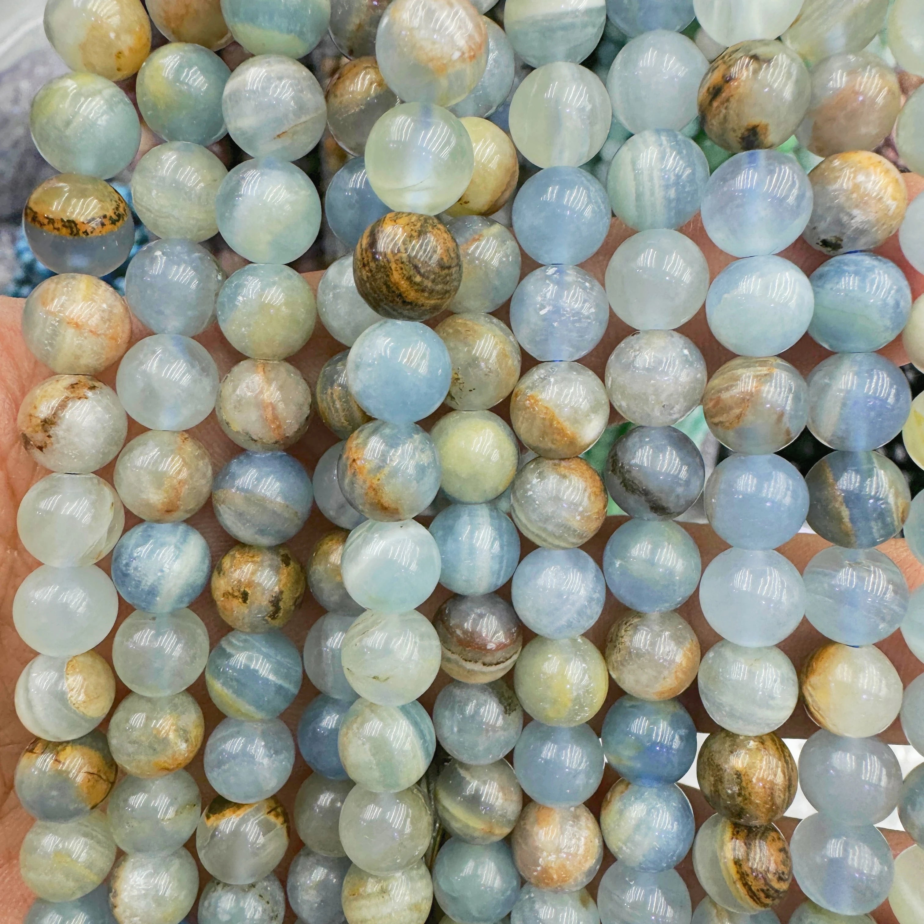 Loose Crystal Gem Stone Beads Wholesale 6mm 8mm 10mm Natural Blue Calcite Beads for Jewelry Making